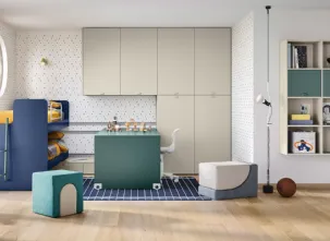 Cameretta con letti scorrevoli Kids space 31 in melaminico di Nidi
