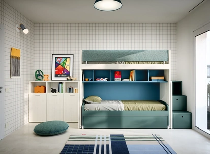Cameretta a Soppalco con Letti Estraibili di Nidi