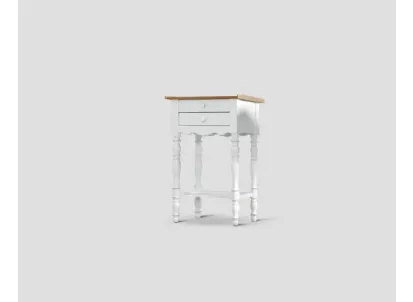Comodino Altair in legno laccato Bianco vissuto con top in legno naturale di Dialma Brown