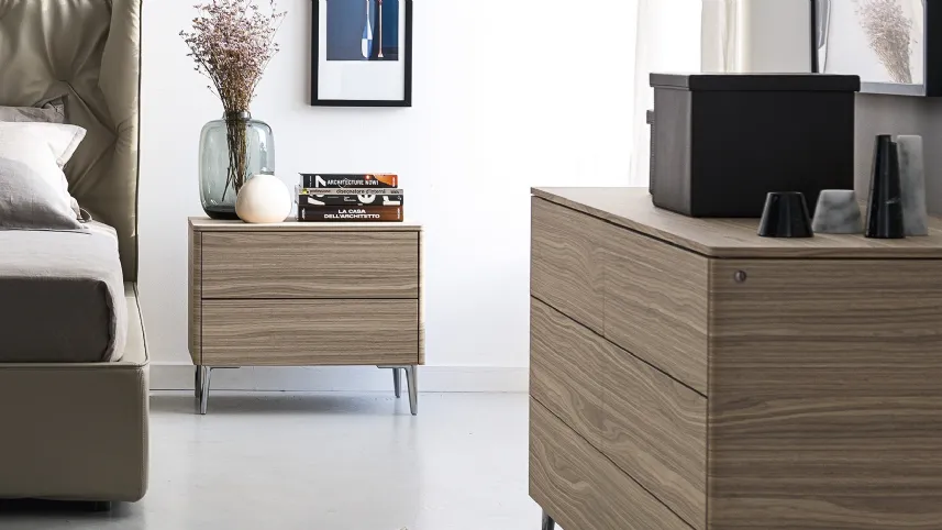 Comodino in legno con piano in ceramica Boston di Calligaris