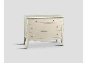 Comò Jacob realizzato in legno stratificato e legno massello laccato color crema con rifiniture bianche di Dialma Brown