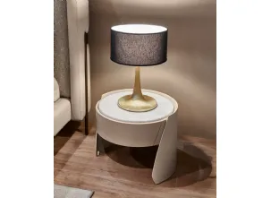 Comodino rivestito in cuoio con top in marmo Sharon di Cantori