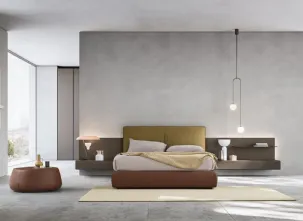 Letto in tessuto con boiserie Suite System 2 di Alf Da Frè