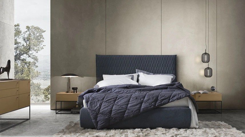 Letto in tessuto imbottito Allen 2 di Alf Da Frè