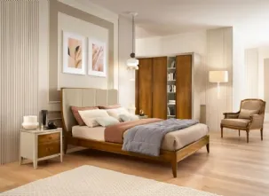 Letto in legno con testiera rivestita in pelle Armonia di Le Fablier