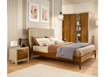 Letto Armonia in legno con testiera in pelle di Le Fablier