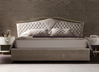 Letto classico in tessuto imbottito e trapuntato Valentino di Cantori