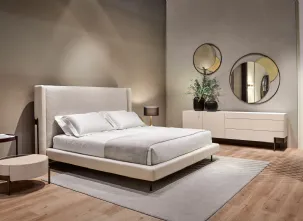 Letto in pelle con testiera Valley Alto di Cantori