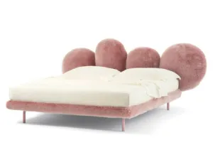 Letto di design con testiera Cipria Bed in pelliccia ecologica di Edra