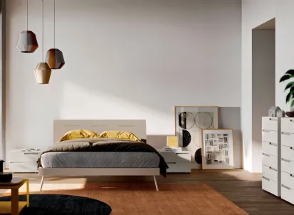 Letto con testiera in melaminico Tortora Curve di Orme