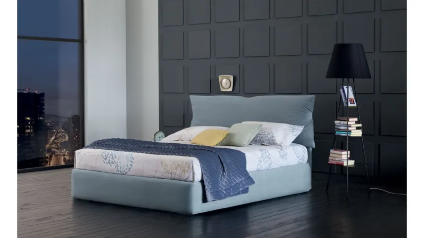 Letto in tessuto imbottito Dan con box contenitore di Oggioni