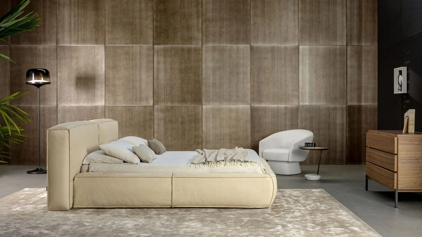 Letto Fluff in pelle di Bonaldo