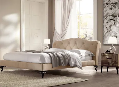 Letto con testiera imbottita e trapuntata George di Cantori