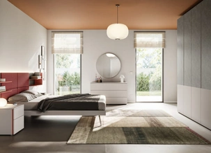 Letto matrimoniale Giako Basic 14 con testiera in tessuto di Orme