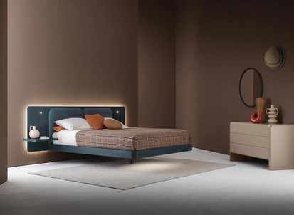 Letto sospeso in laccato con testiera Grand Voile di Alf Da Frè