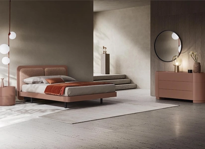 Letto Levante in laccato opaco con testiera di Alf Da Frè