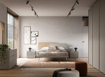 Letto matrimoniale Loli Night 18 in tessuto imbottito e materico Arena di Orme