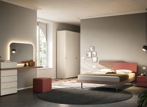 Letto matrimoniale Loli Night 19 in materico Noce e Mattone di Orme