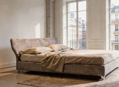 Letto Maya Plus in tessuto imbottito di Alivar