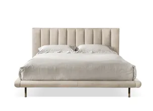 Letto Mirage Easy in pelle con testiera trapuntata di Cantori