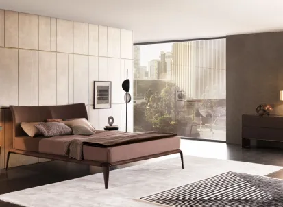 Letto con testiera in pelle Margareth di Misuraemme