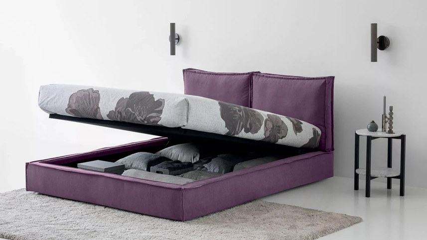 Letto in tessuto Metro con box contenitore di Oggioni