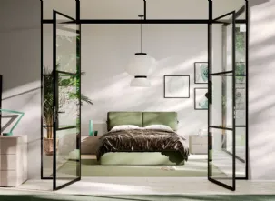 Letto imbottito in tessuto Lenox di Orme
