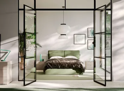 Letto imbottito in tessuto Lenox di Orme