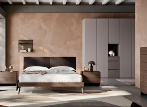 Letto in legno con testiera in ecopelle Ofelia di Orme