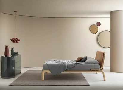 Letto in legno massello e cuoio Rovì di Alf Da Frè