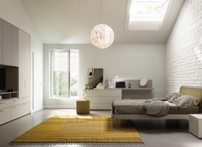 Letto matrimoniale finitura Platino con cuscino imbottito Scudo Night 17 di Orme