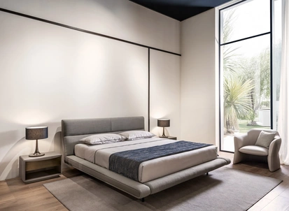 Letto Sharon in tessuto di lino di Cantori