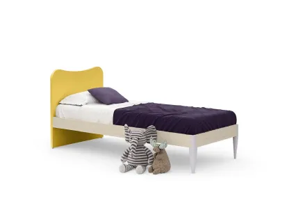Letto singolo Bin con testiera sagomata e piedini di Nidi