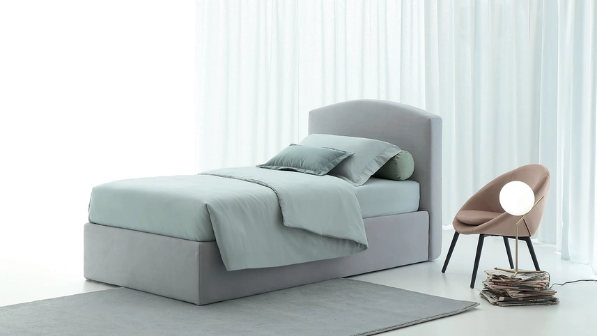 Letto singolo con contenitore Face di Oggioni