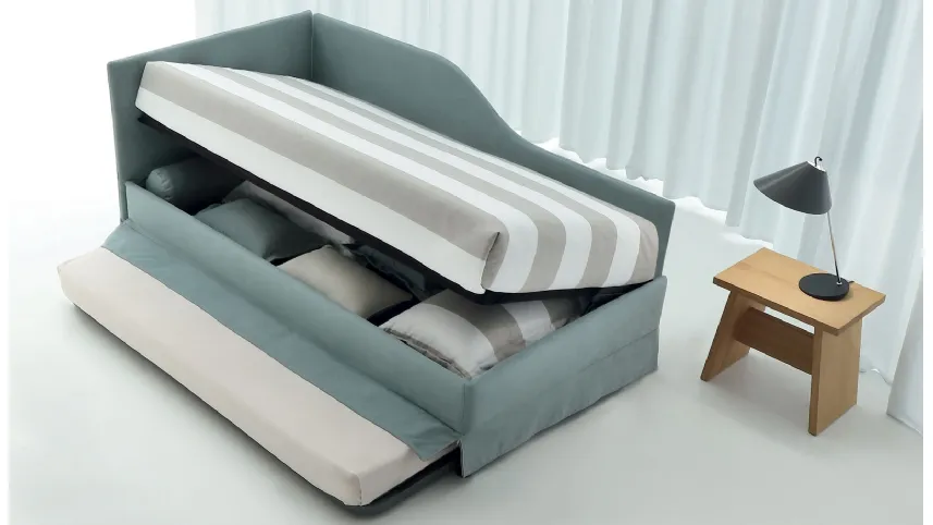 Daybed singolo in tessuto con letto estraibile e contenitore Golf 331 di Oggioni