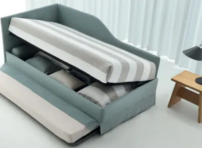 Daybed singolo in tessuto con letto estraibile e contenitore Golf 331 di Oggioni