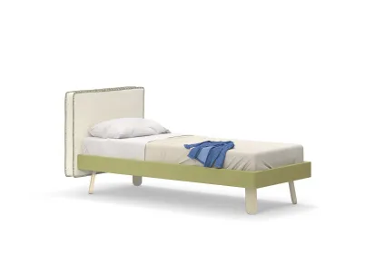 Letto singolo Hug con testiera in tessuto imbottito di Nidi