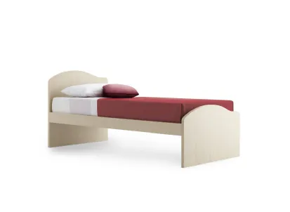 Letto singolo Ola con testiera e pediera con forma arrotondata a onda di Nidi