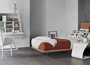 Letto singolo Thin in tessuto con testiera dal design minimale di Bonaldo