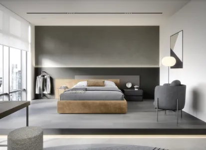 Letto di design Testiera Time in tessuto di Novamobili
