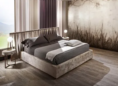 Letto con testiera a fasce ritorte in econabuk Twist di Cantori