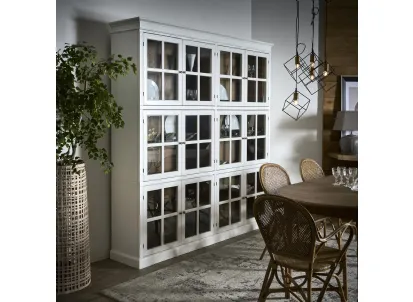 Libreria a muro Amalfi in legno laccato Bianco di Dialma Brown