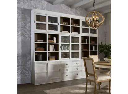 Libreria a muro Castiglione in legno massello di Conifera laccato Bianco di Dialma Brown