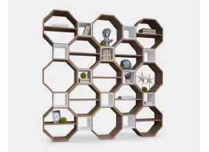 Libreria DB006653 componibile 25 moduli in legno di Dialma Brown