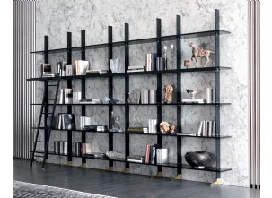 Libreria modulare componibile in trafilato di acciaio con mensole in laccato Elegie di Misuraemme