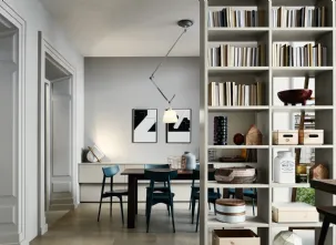 Libreria divisoria Living 01 in laccato opaco Silk Grigio Tortora di Veneta Cucine