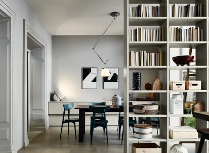 Libreria divisoria Living in laccato opaco Silk Grigio Tortora di Veneta Cucine