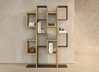 Libreria a muro Gemini in legno secolare e metallo di Nature Design