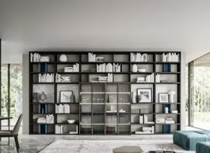 Libreria effetto frassino carbone laccato opaco indaco laminato effetto marmo Day 25 Logico di Orme