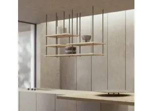 Libreria sospesa Random Kitchen con ripiani in legno Secolare naturale e struttura in metallo di Nature Design